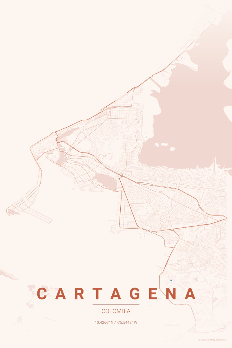 Cartagena Sunset map poster — print