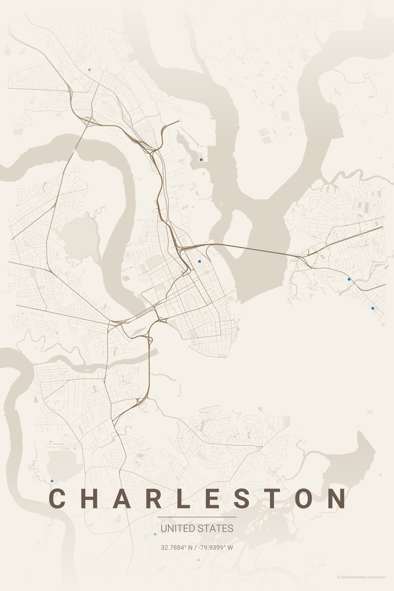 Charleston Linen map poster — print