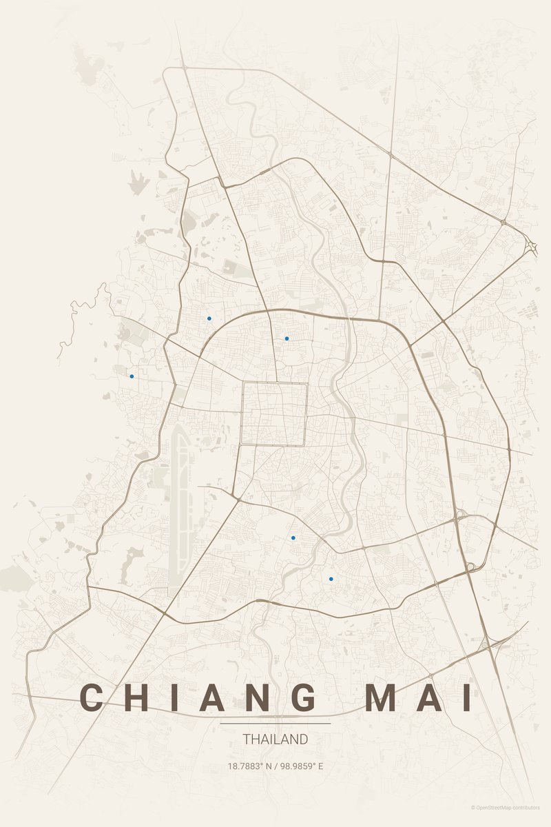 Chiang Mai Linen map poster — print