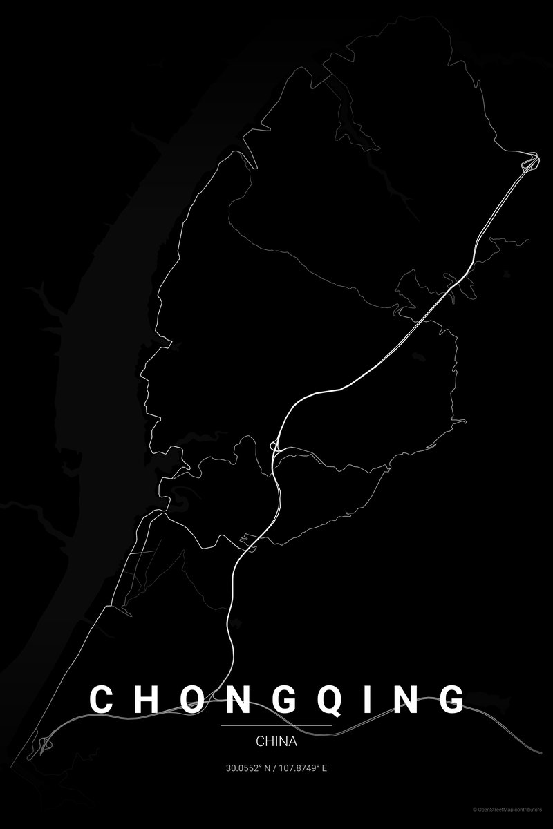 Chongqing Noir map poster — print