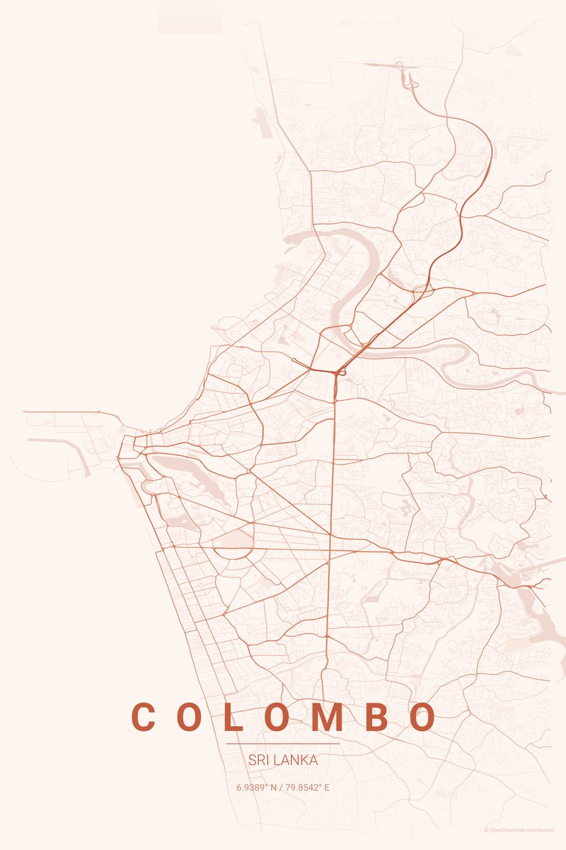 Colombo Sunset map poster — print