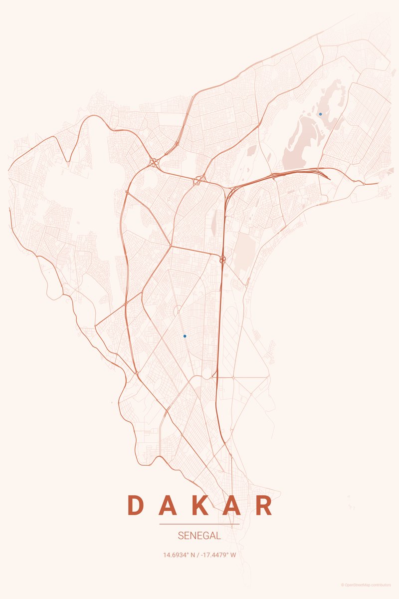 Dakar Sunset map poster — print