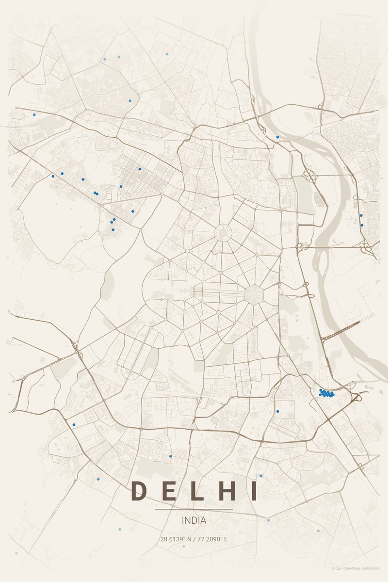 Delhi Linen map poster — print