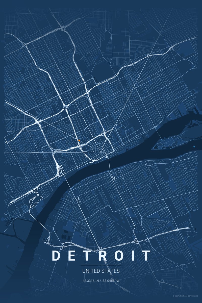 Detroit Blueprint map poster — print