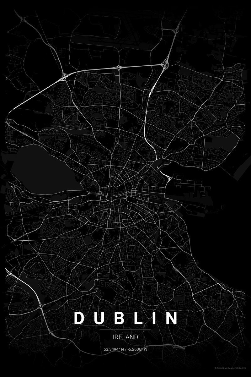 Dublin Noir map poster — print