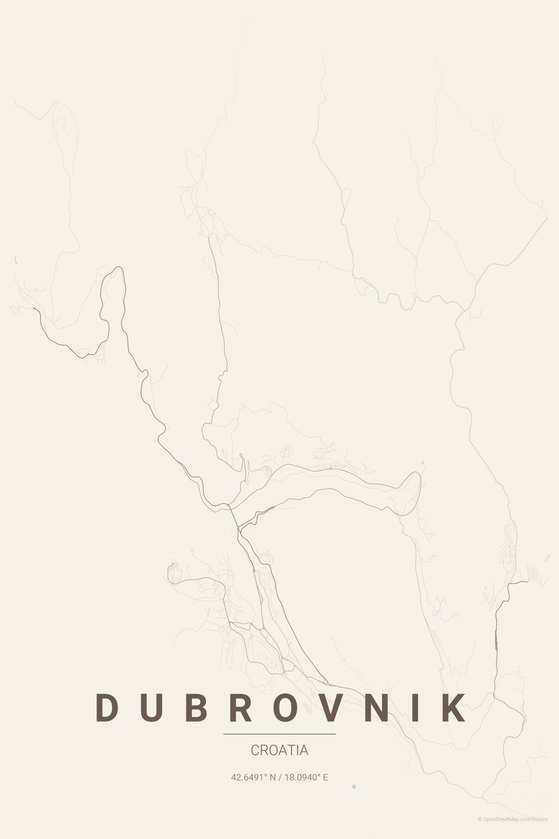 Dubrovnik Linen map poster — print