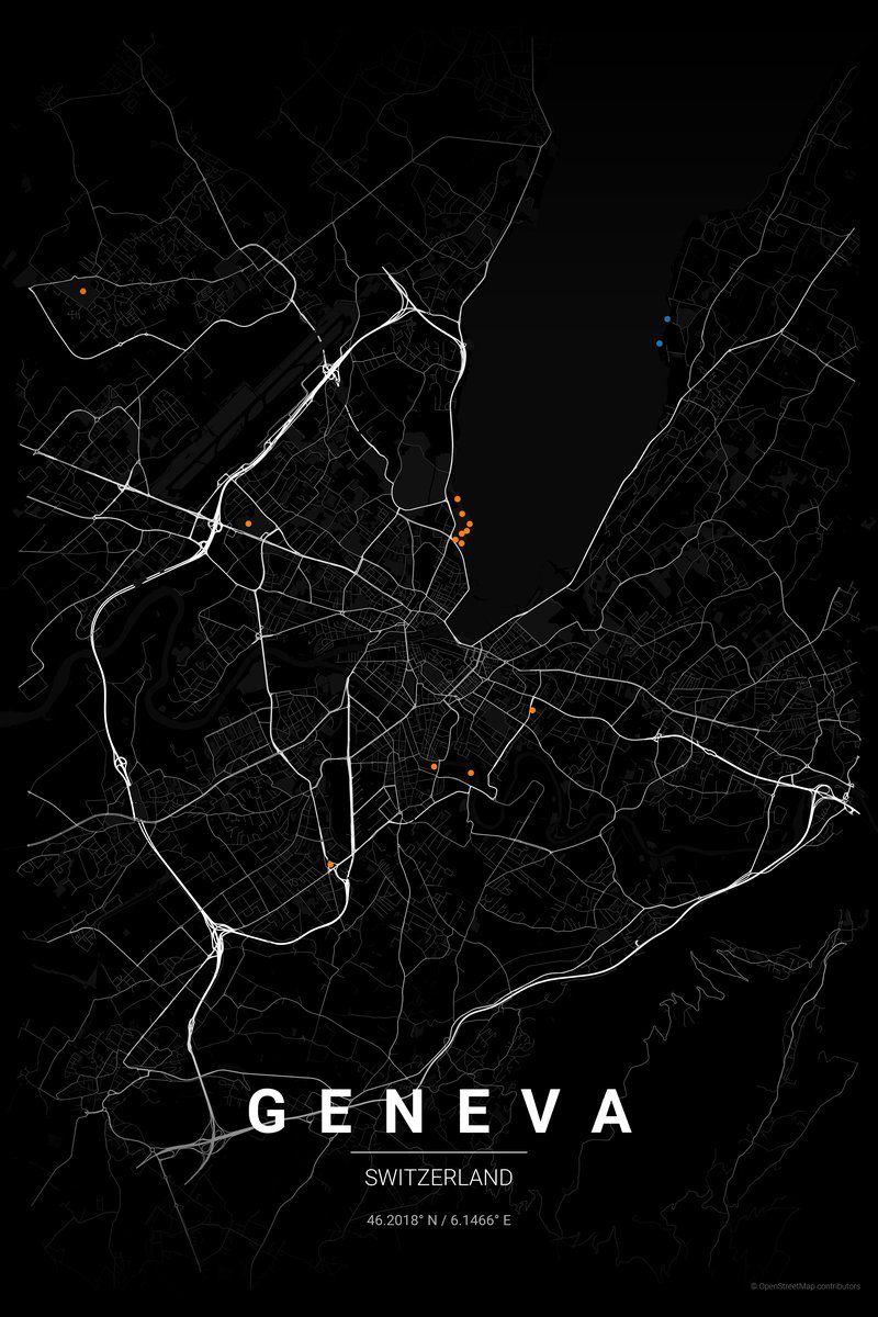 Geneva Noir map poster — print