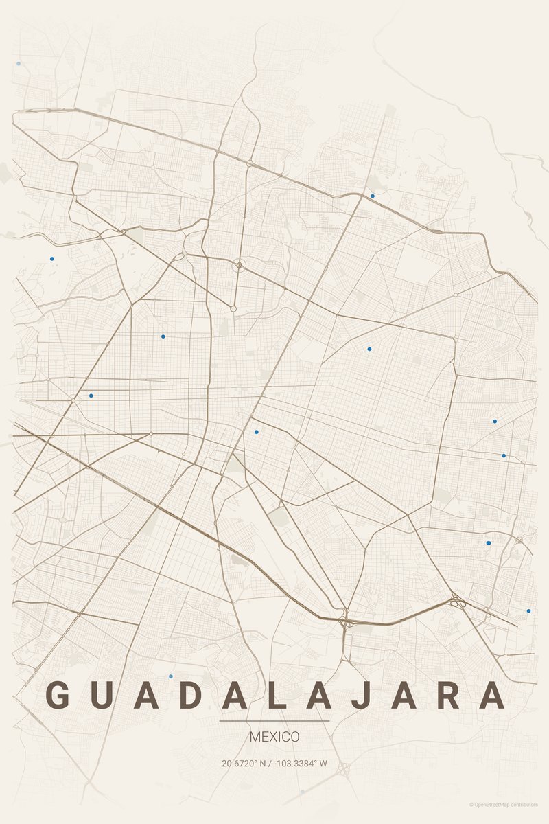 Guadalajara Linen map poster — print