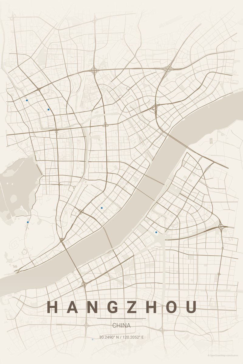 Hangzhou Linen map poster — print