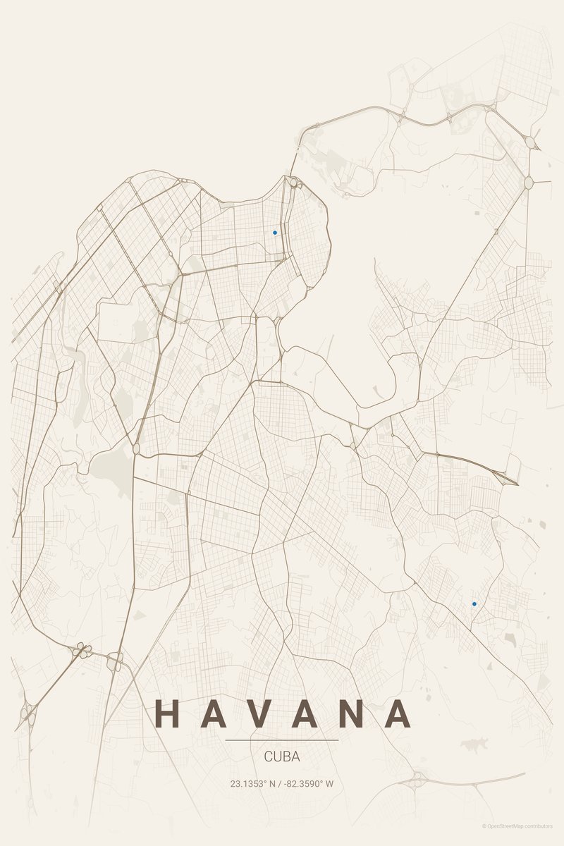 Havana Linen map poster — print