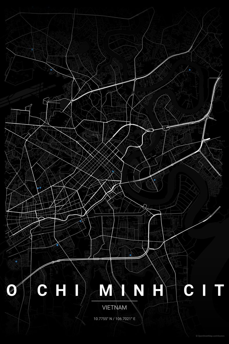 Ho Chi Minh City Noir map poster — print