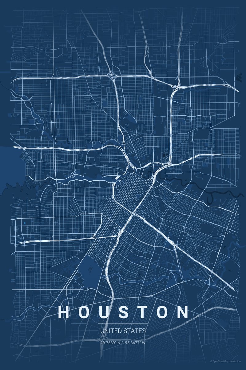 Houston Blueprint map poster — print