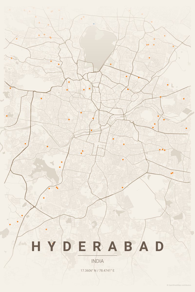 Hyderabad Linen map poster — print