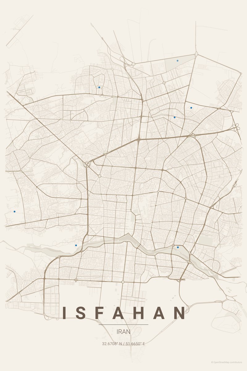 Isfahan Linen map poster — print