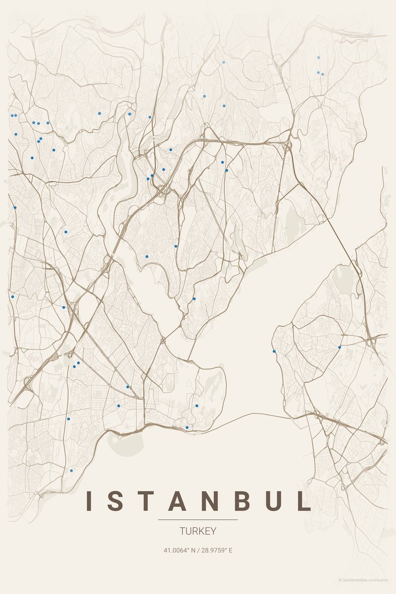 Istanbul Linen map poster — print