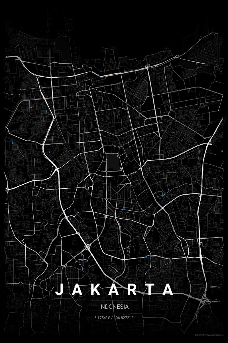 Jakarta Noir map poster — print