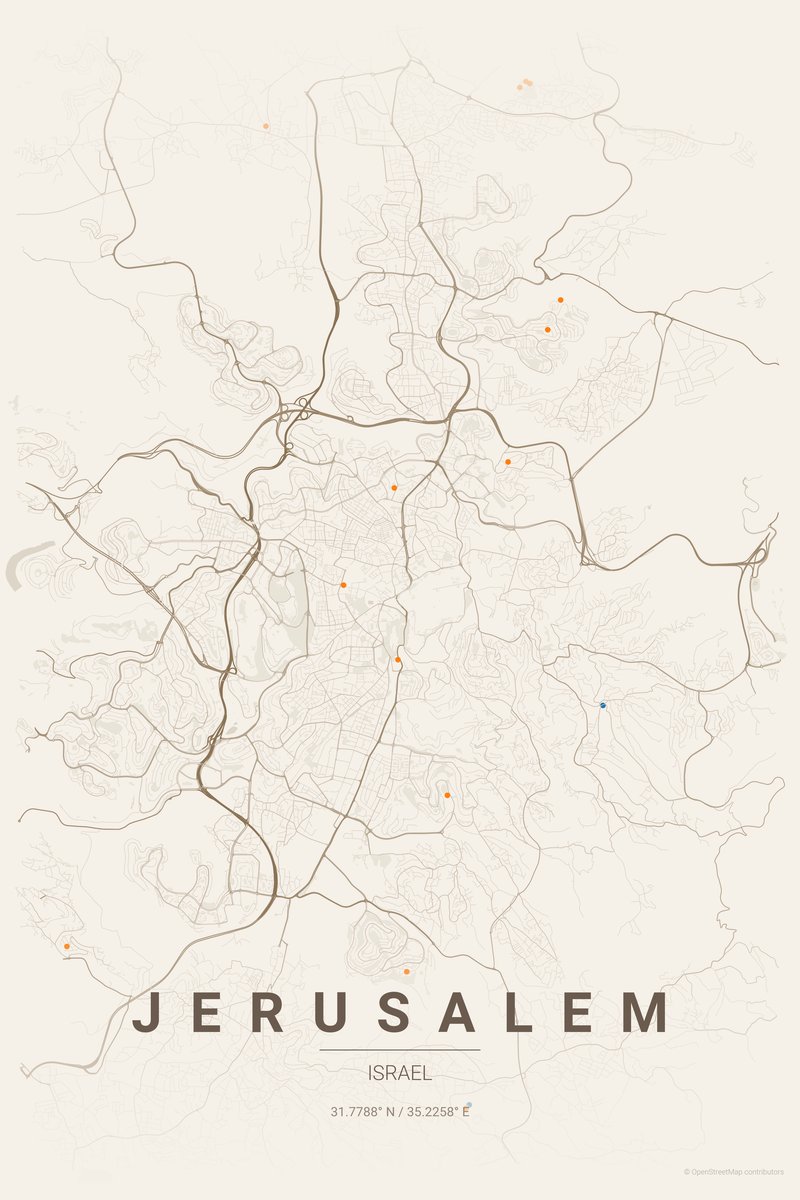 Jerusalem Linen map poster — print