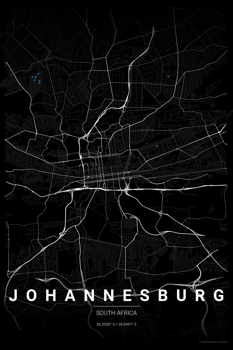 Johannesburg Noir map poster — print