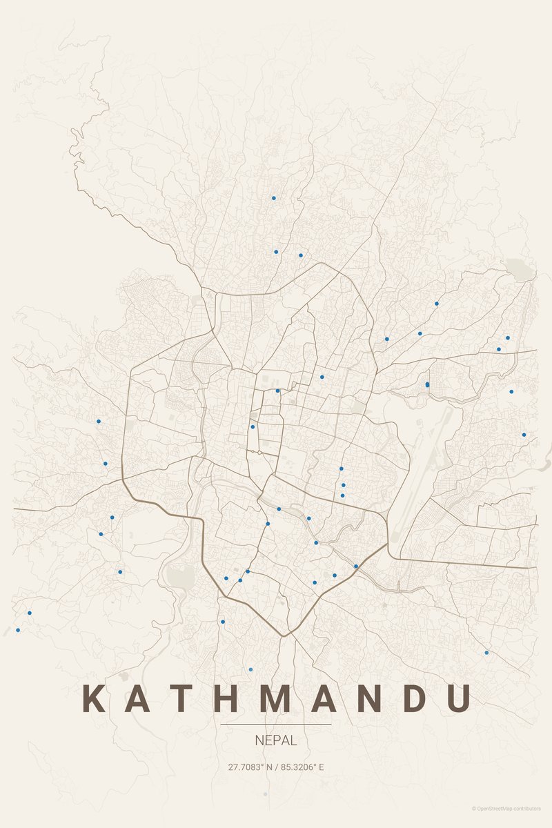 Kathmandu Linen map poster — print
