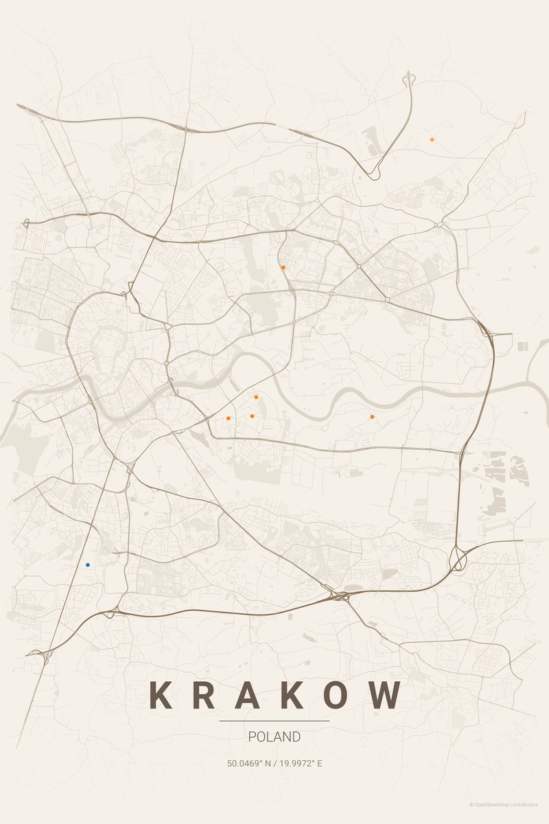 Krakow Linen map poster — print