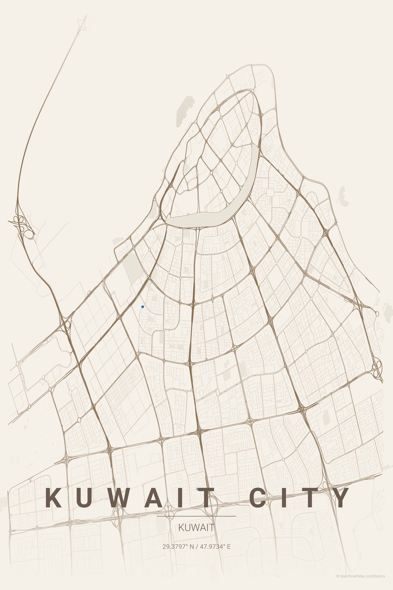 Kuwait City Linen map poster — print