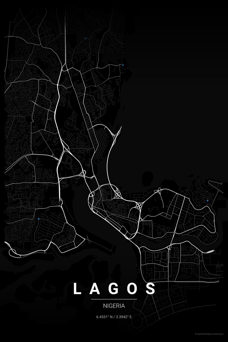 Lagos Noir map poster — print