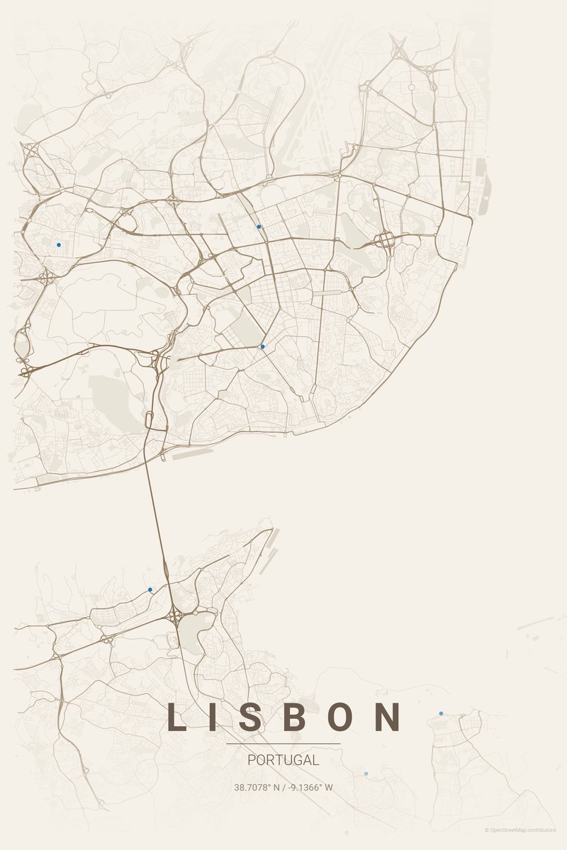 Lisbon Linen map poster — print