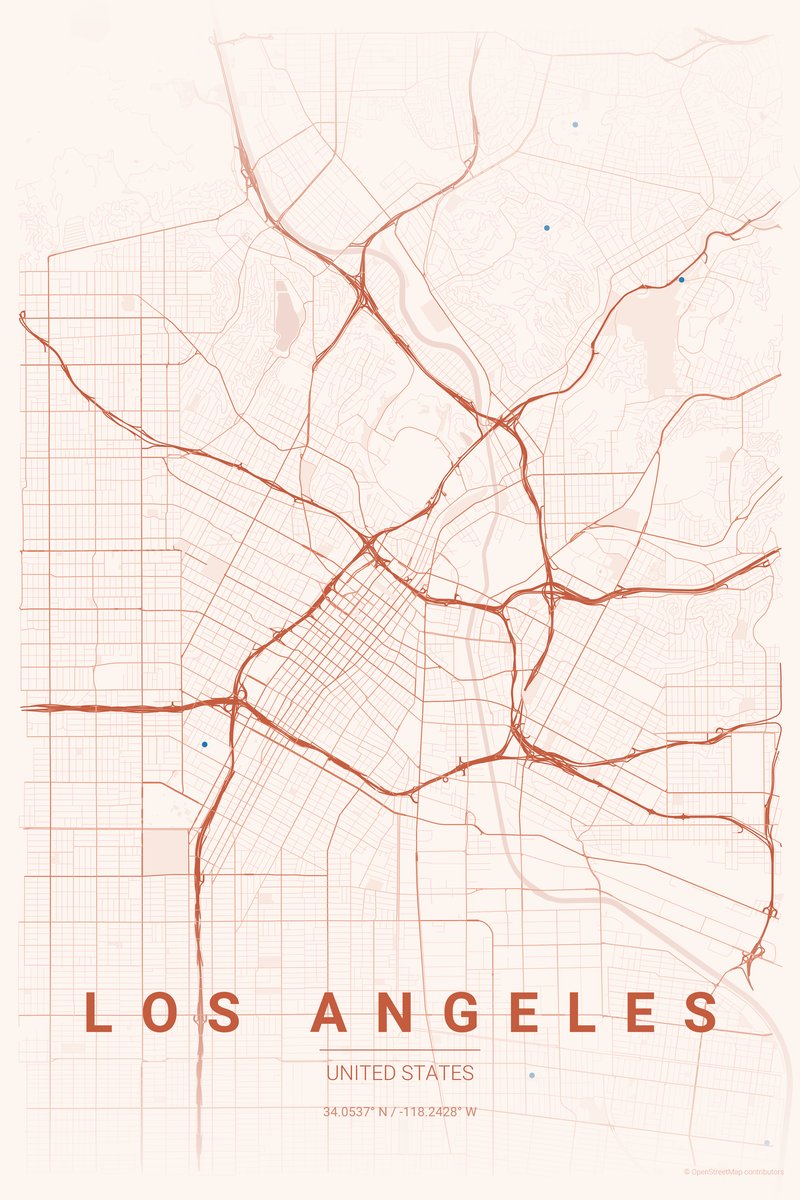 Los Angeles Sunset map poster — print