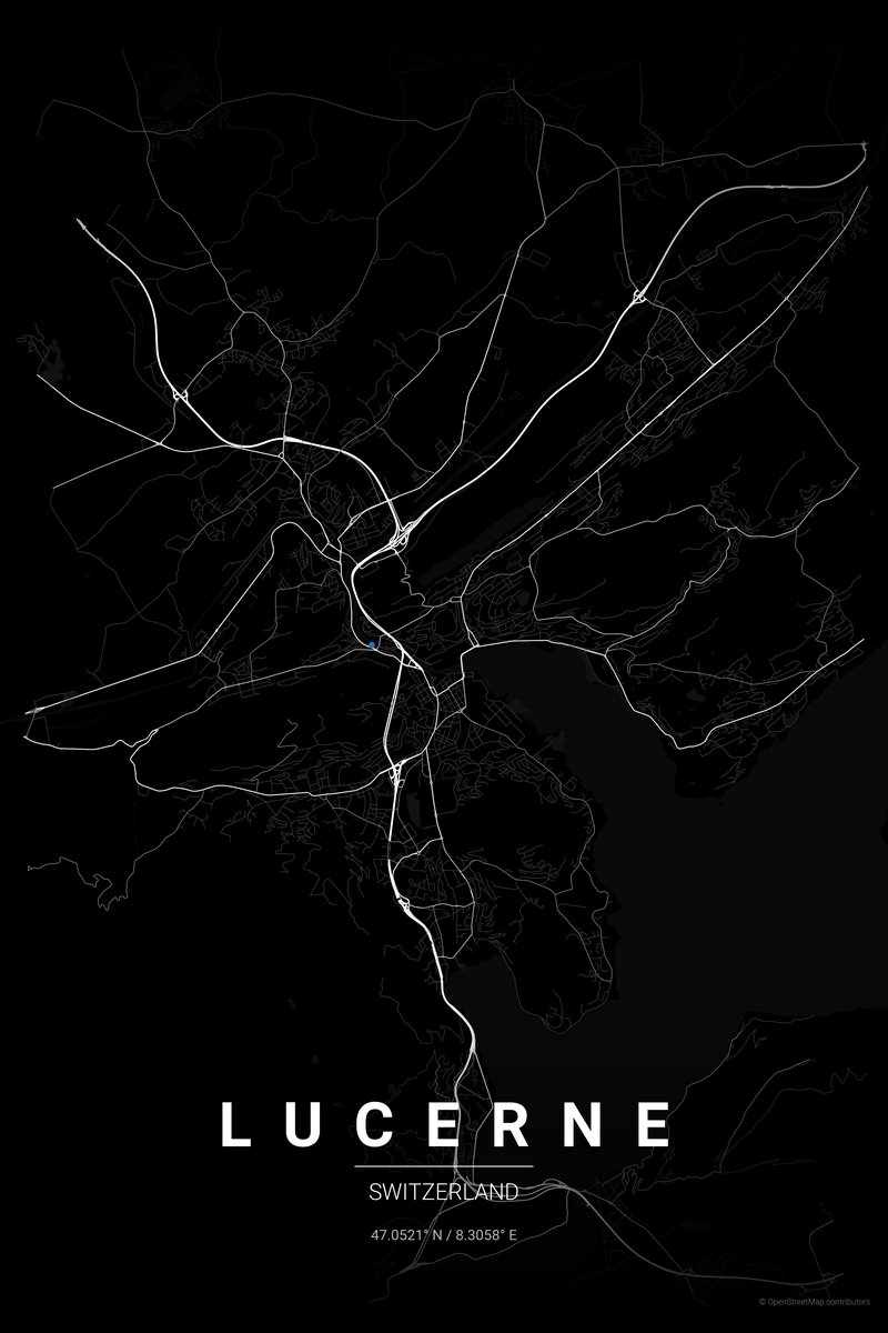 Lucerne Noir map poster — print