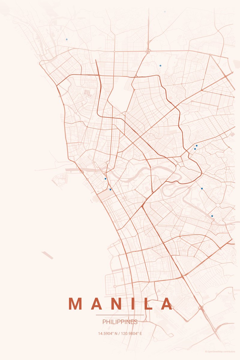 Manila Sunset map poster — print