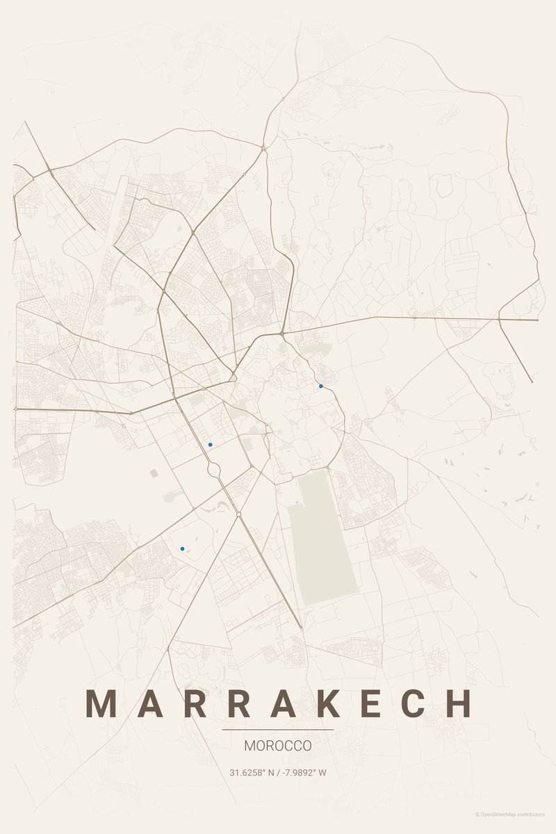 Marrakech Linen map poster — print