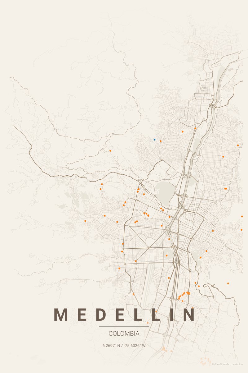 Medellin Linen map poster — print