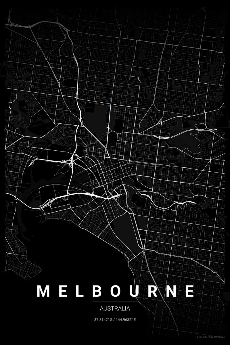 Melbourne Noir map poster — print