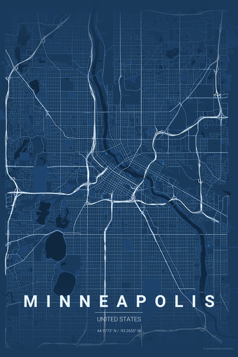 Minneapolis Blueprint map poster — print