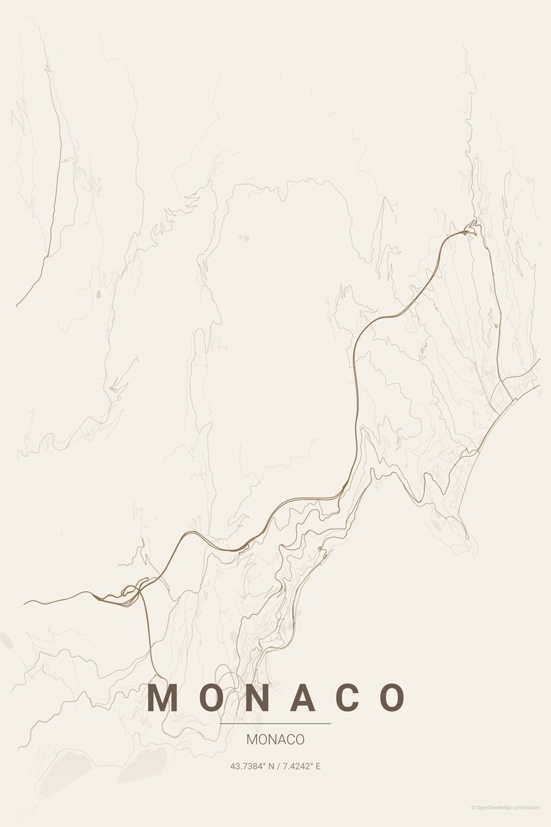 Monaco Linen map poster — print