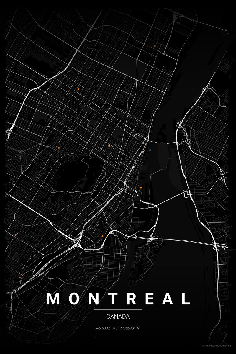 Montreal Noir map poster — print