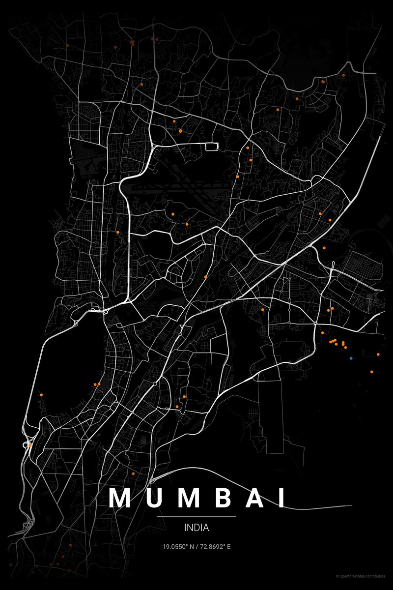 Mumbai Noir map poster — print