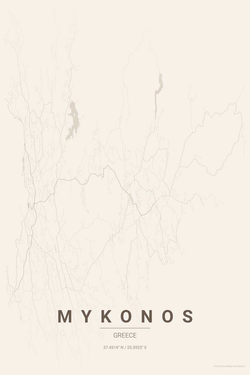 Mykonos Linen map poster — print