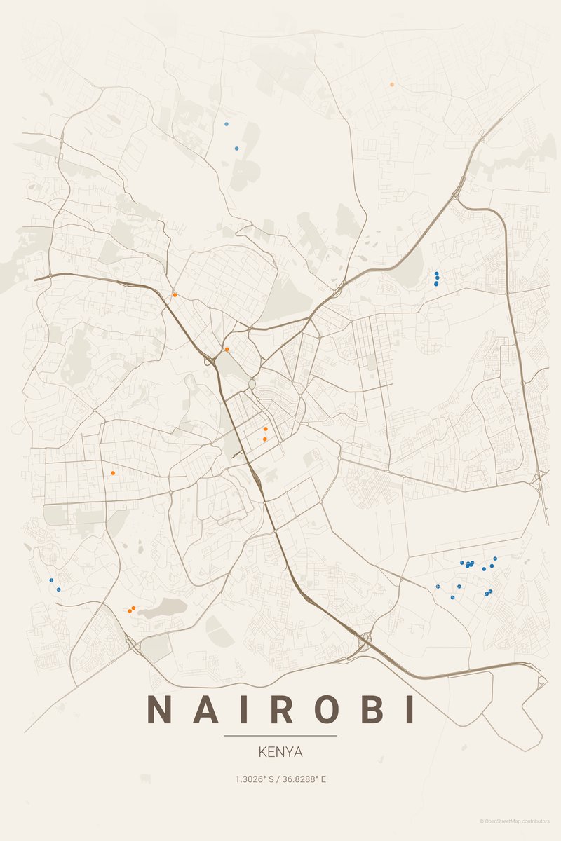 Nairobi Linen map poster — print