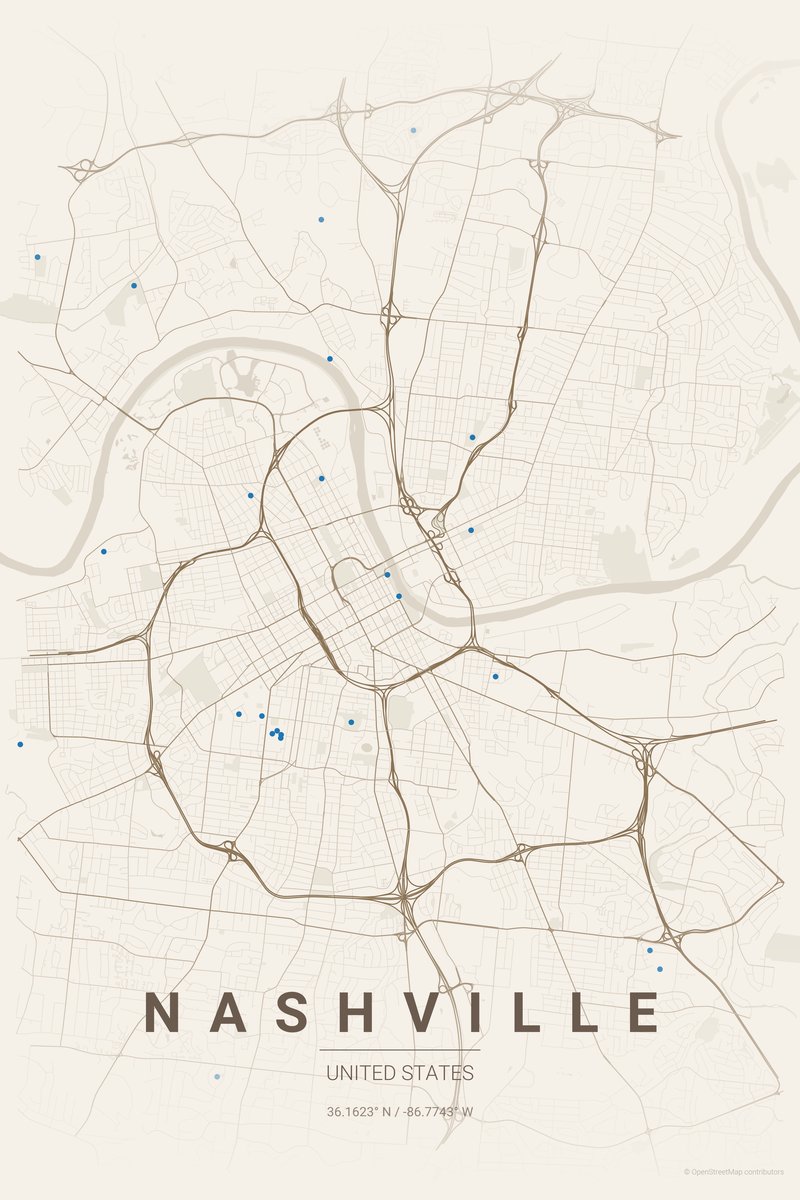 Nashville Linen map poster — print