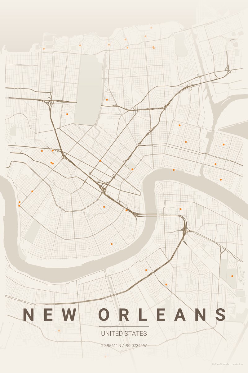 New Orleans Linen map poster — print