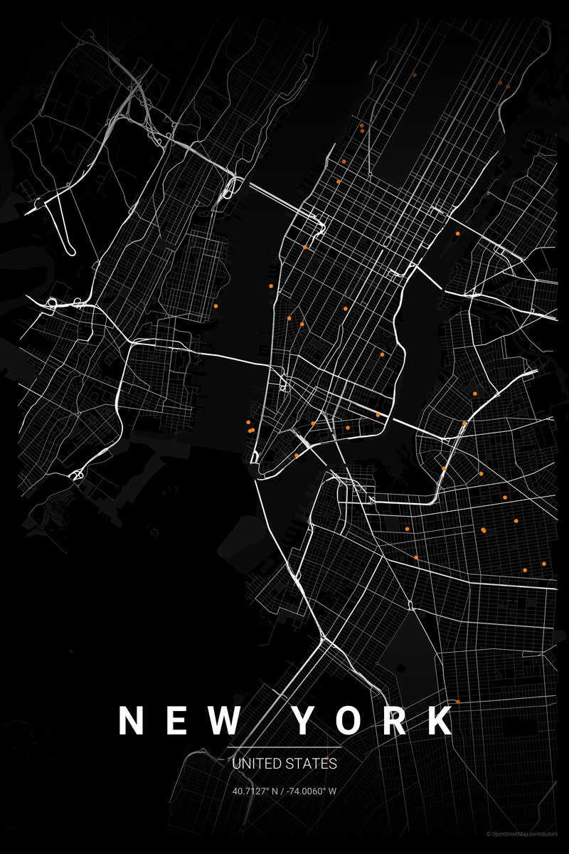 New York Noir map poster — print