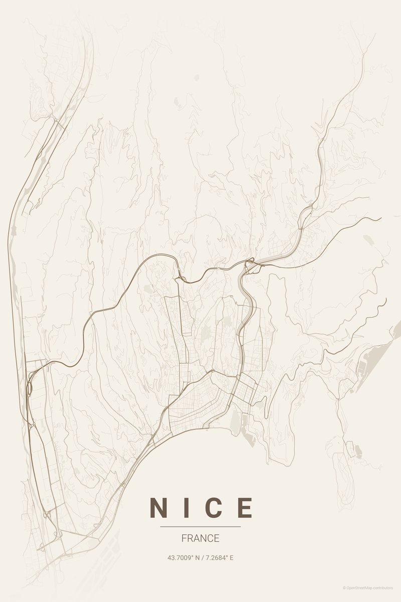 Nice Linen map poster — print