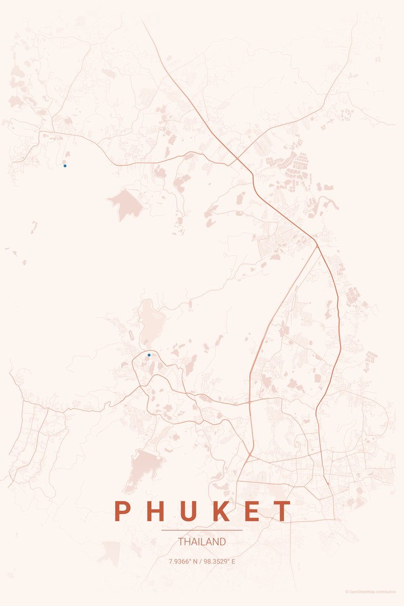 Phuket Sunset map poster — print