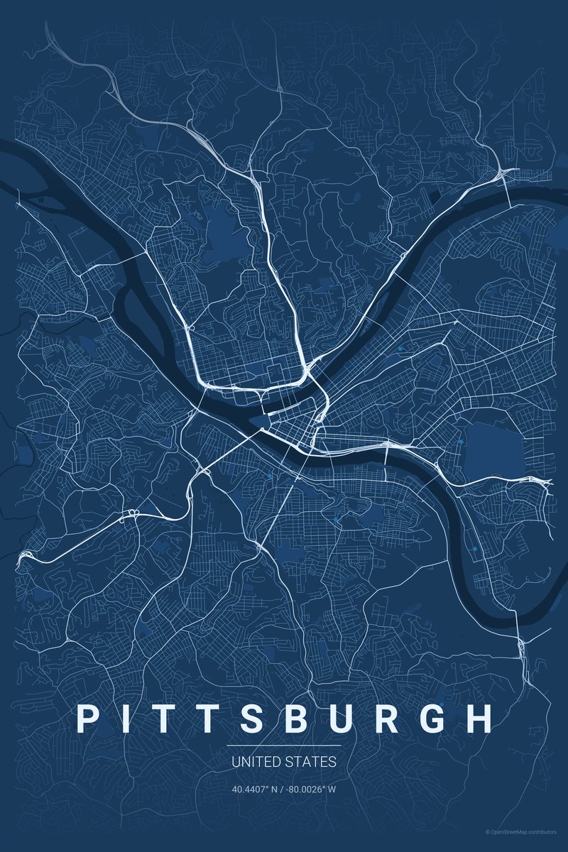 Pittsburgh Blueprint map poster — print