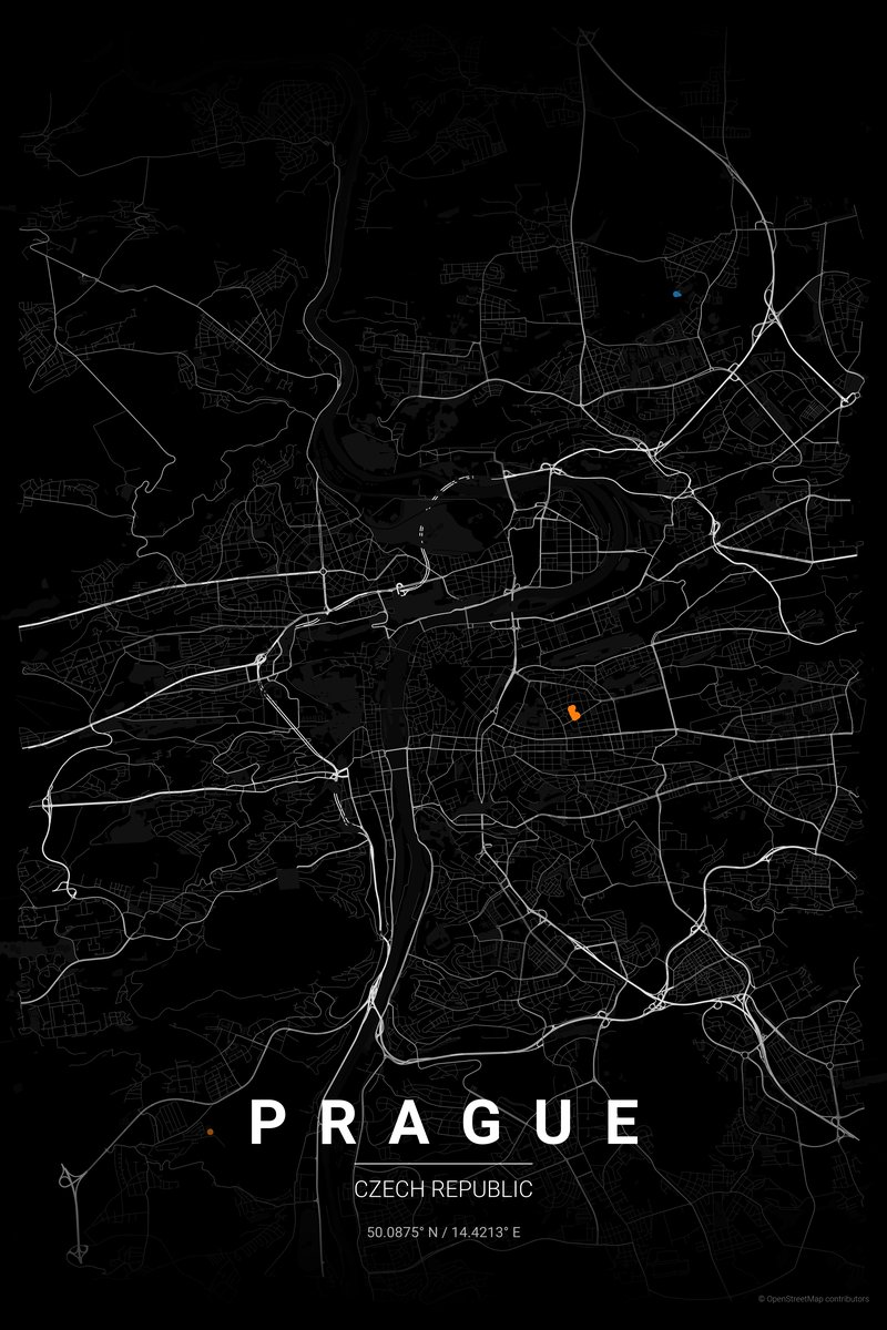Prague Noir map poster — print