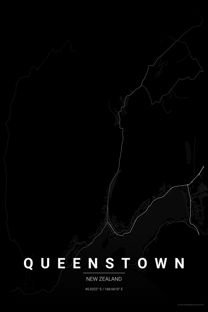 Queenstown Noir map poster — print