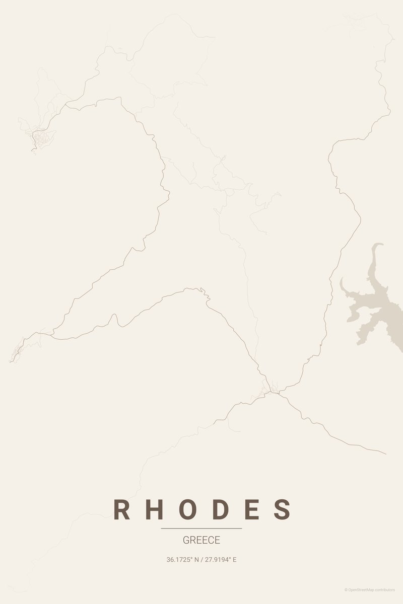 Rhodes Linen map poster — print