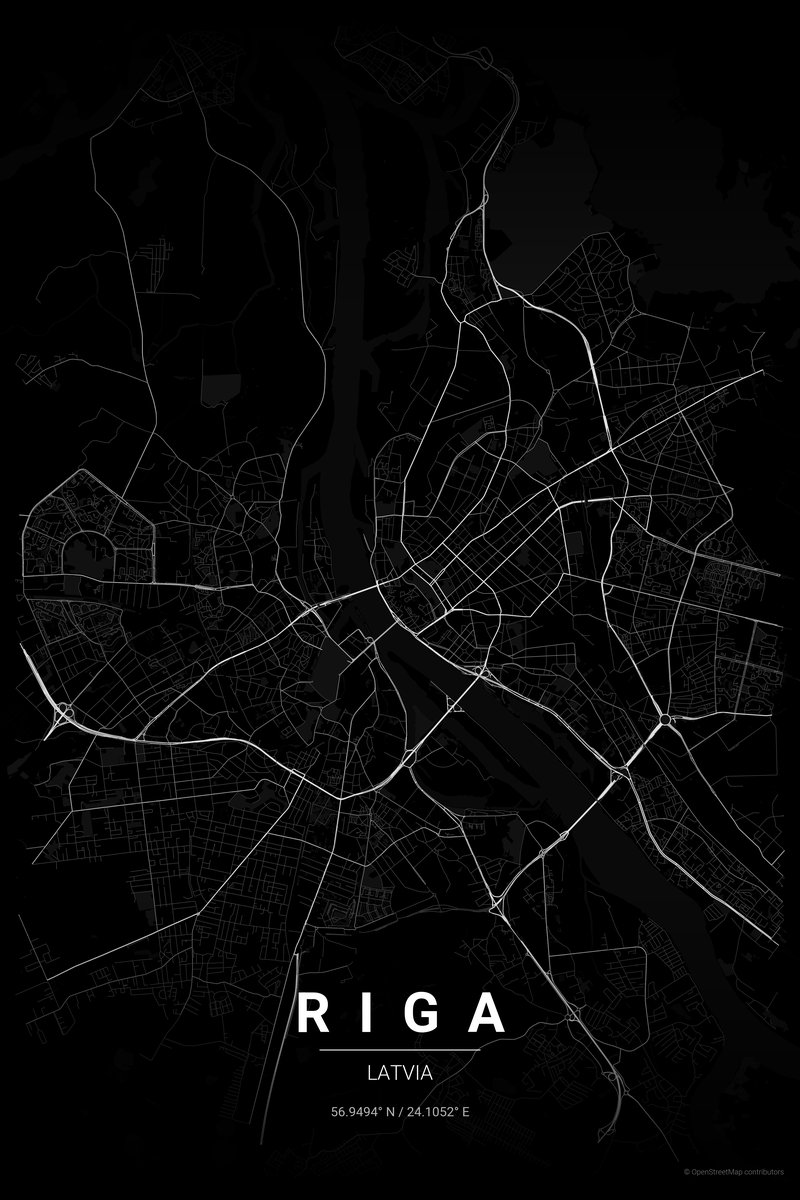 Riga Noir map poster — print