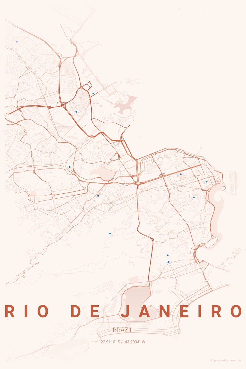Rio de Janeiro Sunset map poster — print